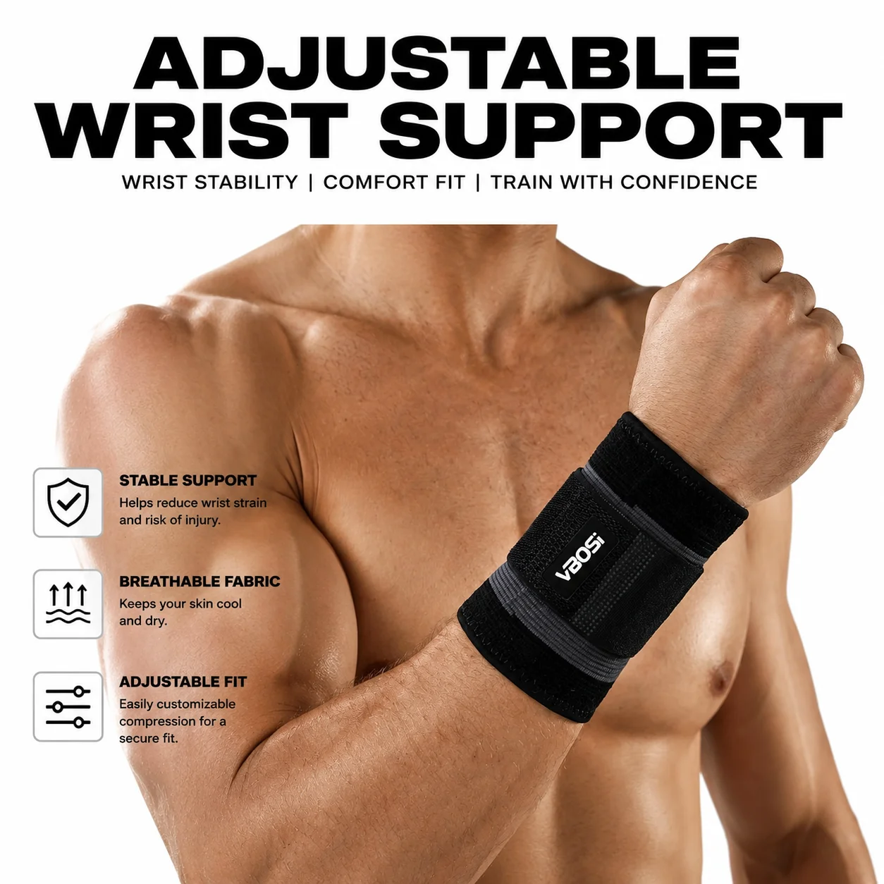 VBOSI Adjustable Wrist Wraps S - огляд і ціна Crossfit Workout Gear