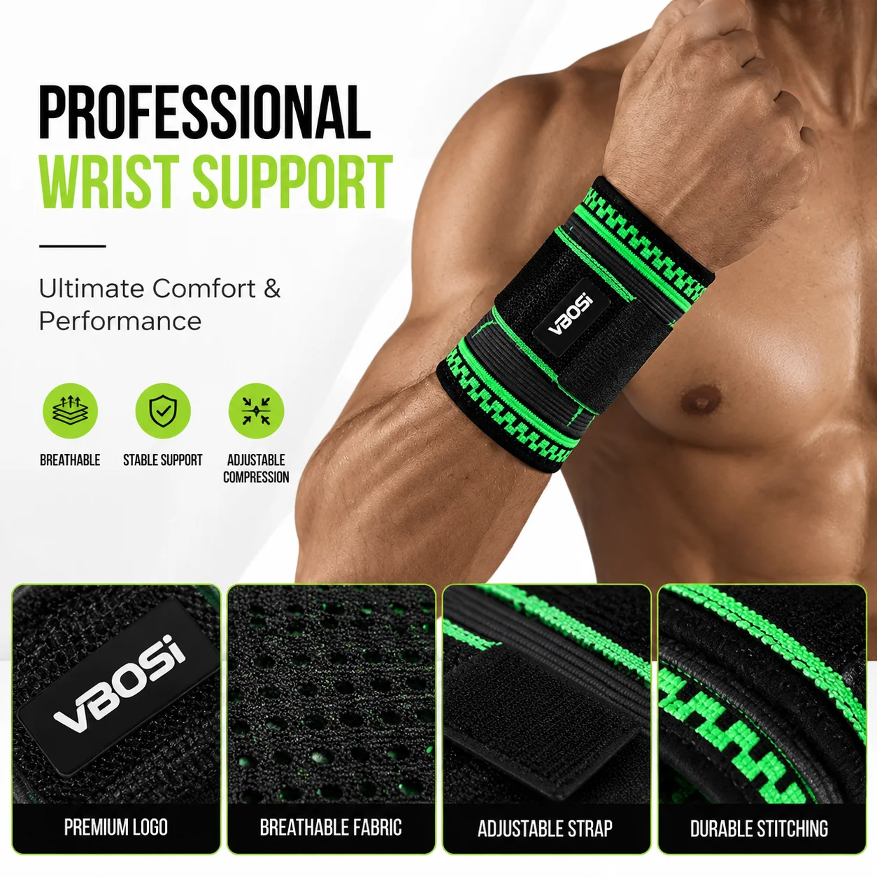 VBOSI Adjustable Wrist Wraps S - огляд і ціна Crossfit Workout Gear